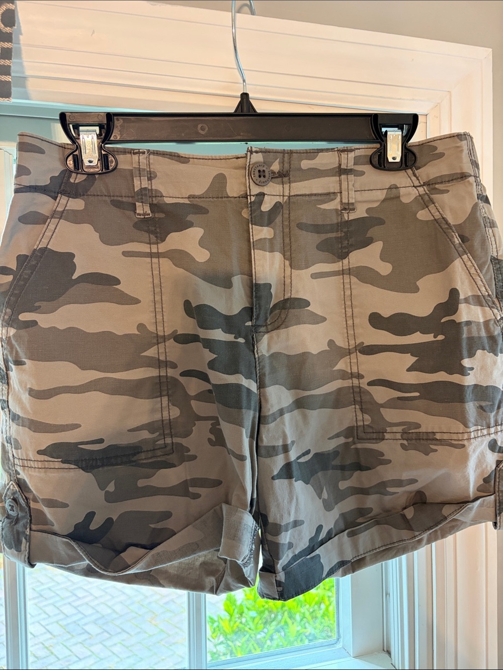 Sanctuary Olive & Khaki Camo Utility Shorts